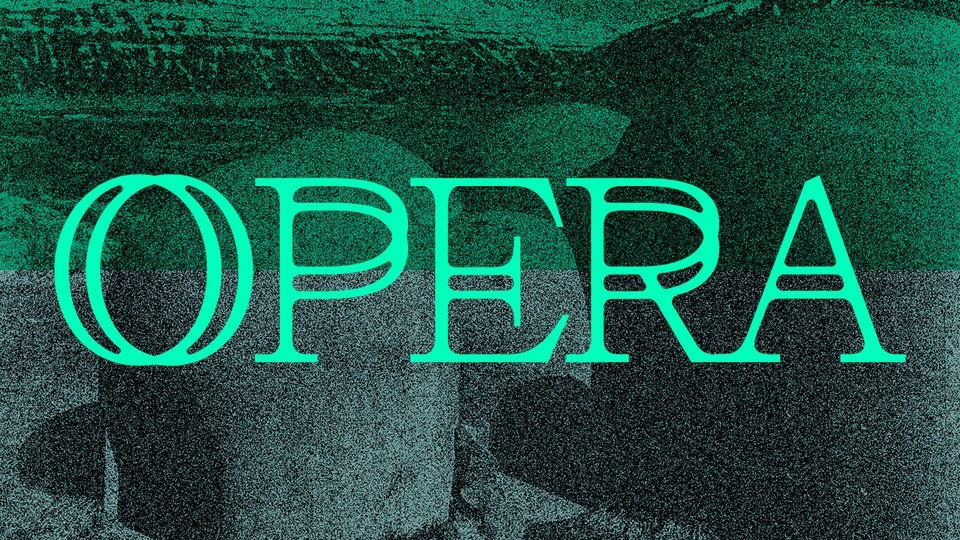 The inscription "Opera" on a green-gray background.