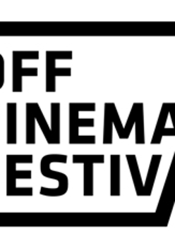 Black captions - the name of the festival in a black frame, which resembles a clapperboard