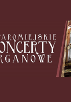 Poster of the event - white inscriptions on brown background and a photo of pipe organ on the right