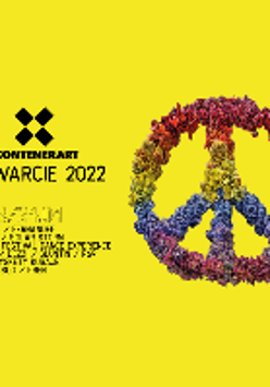 Event poster - colourful peace sign on yellow background and information about the event