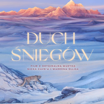 Film poster -snowy landscape, poster in blue colours.