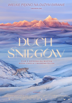 Film poster -snowy landscape, poster in blue colours.