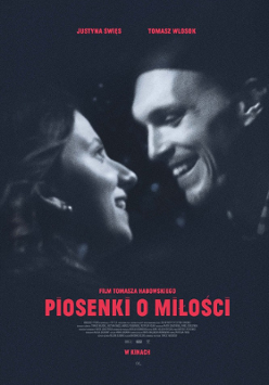 Film poster - black and white photo of a man and a woman; they look at each other and smile.