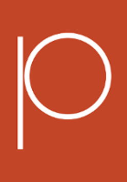 Pawilon logo: white letter "p" on brown background