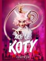 Colourful event poster - photo of a dancer on red-pink background, white inscription - the title of the performance.