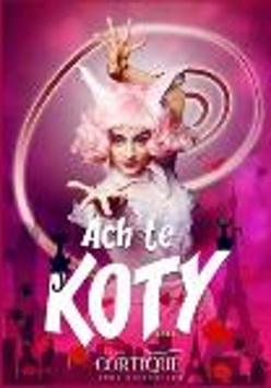 Colourful event poster - photo of a dancer on red-pink background, white inscription - the title of the performance.