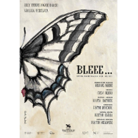 Performance poster: drawing of a butterfly (half of it) and information about the event.