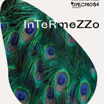 The graphic consists of a peacocks feather, writing "Intermezzo" and logo of project "Presence".