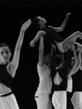 Black and white photo of the dancers in various dance poses