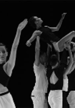 Black and white photo of the dancers in various dance poses