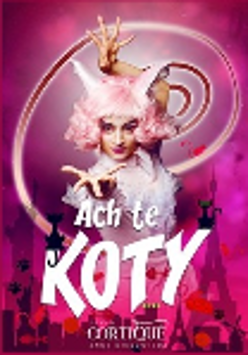 Colourful event poster - photo of a dancer on red-pink background, white inscription - the title of the performance.