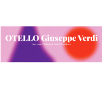 Performance poster - title of the opera and composer's name on red, pink and violet background.