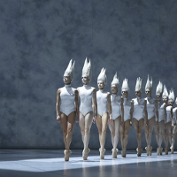 Photo frm the performance: a ballet dancers in white costumes in a row