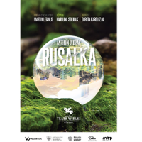 Performance poster in green and white colours. In the middle, a circle looking as a transparent ball with performance title.