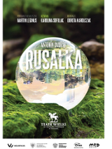 Performance poster in green and white colours. In the middle, a circle looking as a transparent ball with performance title.