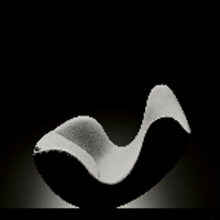 Black and white photo of an egg-shaped arm-chair
