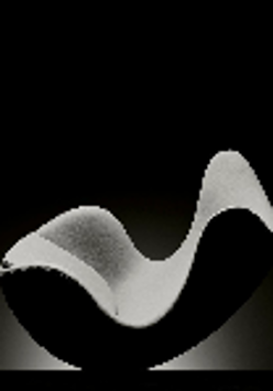 Black and white photo of an egg-shaped arm-chair