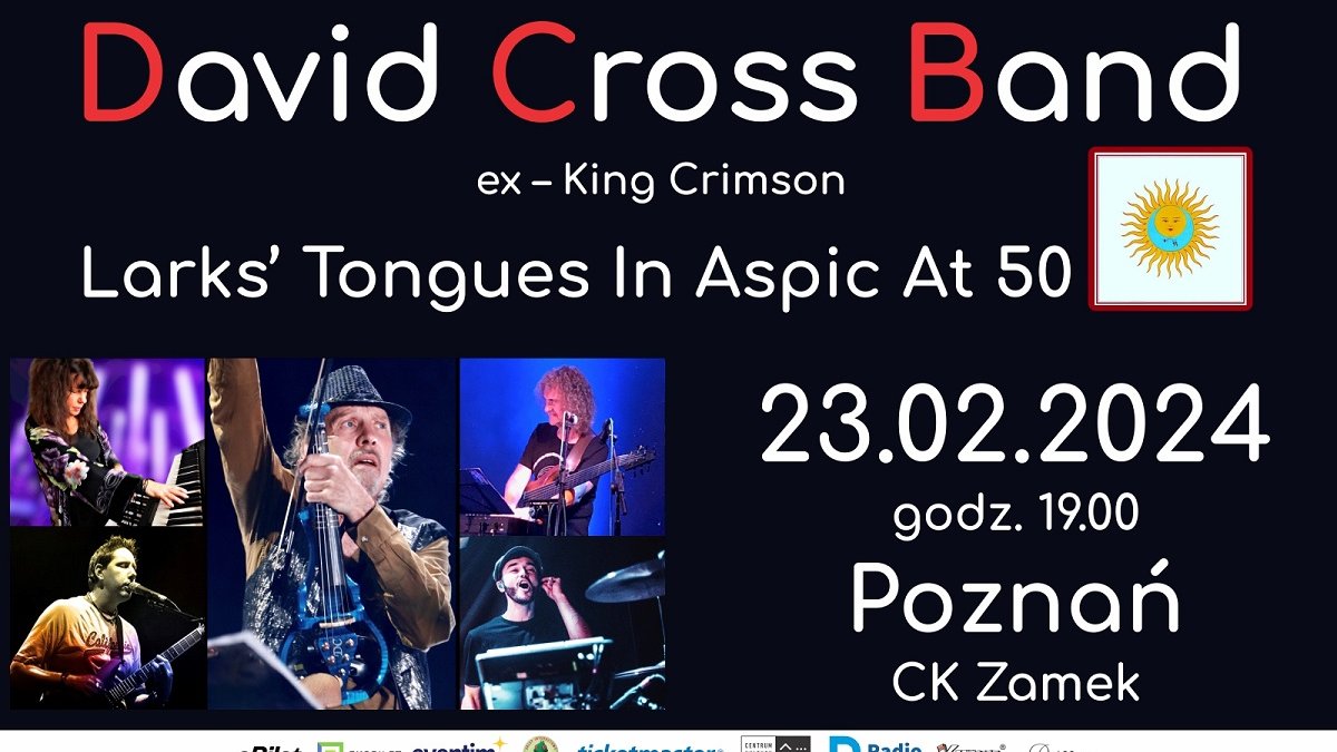 Concert poster: five separate photos of David Cross Band musicians and information about the event.
