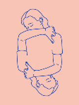 Double drawing of a woman on a pink background