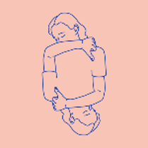 Double drawing of a woman on a pink background