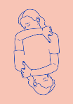 Double drawing of a woman on a pink background