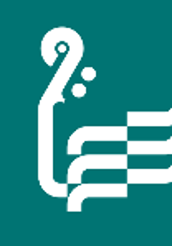 White graphic presenting a fragment of a violin on a dark green background