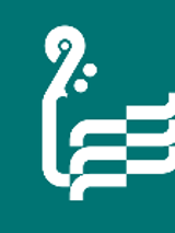 White graphic presenting a fragment of a violin on a dark green background