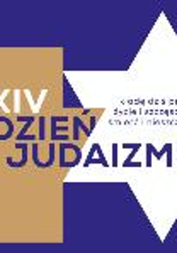 Poster of 24th Judaism Day - picture of light brown cross and white star on violet background. Lettering - the name of the event.