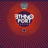 White lettering on violet, orange and purple circle