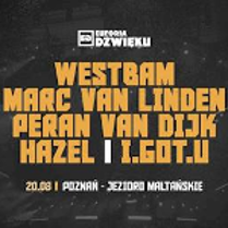 Event poster: orange captions with information about the concert on black background