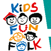 Colorful inscription with the name of the festival and drawings of children's heads.