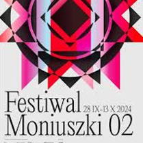 Poster of Moniuszko Festival - colourful shapes and information about the Festival.