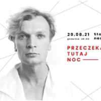 Photo of Grzegorz Ciechowski on white background, on the right side information about the concert