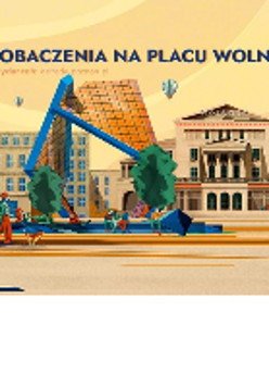 Drawing of the buildings and a fountain situated at Wolności Square - the place of the event.