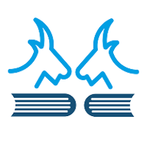 Logo of the fair: drawing of two goats' heads and two books