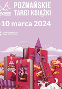 Event poster with information about it and the drawing of books in various positions.