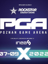 Event poster - information about PGA on a violet background.