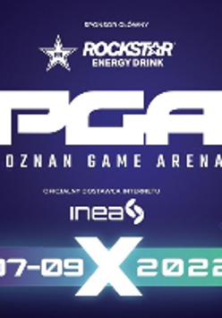 Event poster - information about PGA on a violet background.