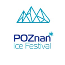 Festival Logo - blue sketch of ice mountains and the title of the event on white background.