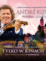 Event poster - photo of Andre Rieu playing the violin, photos of various buildings in a background.