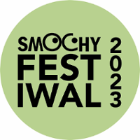 Light green circle with black text: "Smochy Festival 2023".