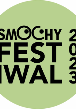 Light green circle with black text: "Smochy Festival 2023".