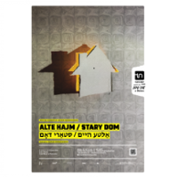 Spektacle poster: small object in a shape of a house on grey background. In the lower part of a poster information about the event.