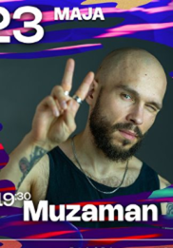 Concert poster - photo of one of the performers and information about the event.