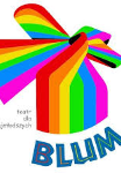 Colourful stripes which form a bow with the name of the theatre studio at the bottom of page