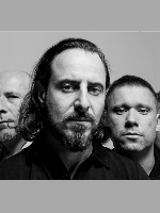 Black and white photo of the band