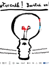 Event poster: the graphic of a huge light bulb, the stem of which resembles a head.