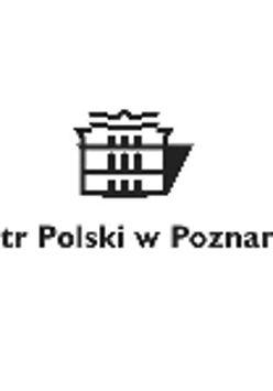 Black and white logo of Polski Theater - drawing of the building and the name of the theatre under it.