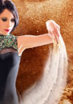 A picture presenting a woman spilling sand