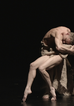 Photo from the performance - two dancers on stage in a dancing pose